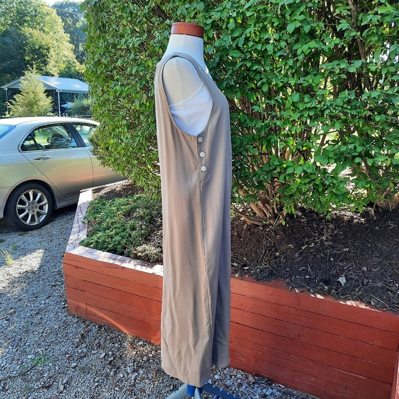 Talbots Vintage 90's Overalls Jumper Pocket Dress Tencel Lyocell Maxi Tan - Picture 3 of 10